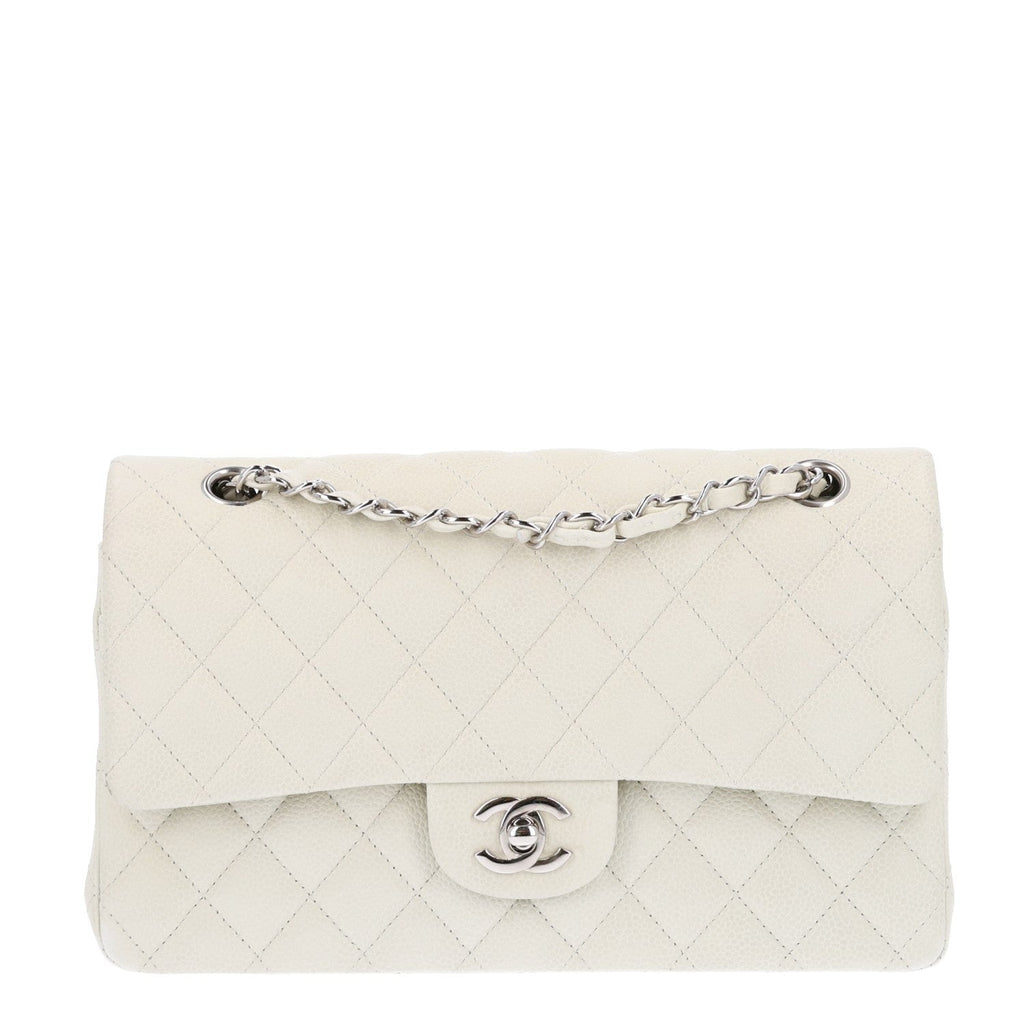 Caviar Quilted Medium Double Flap Light Green