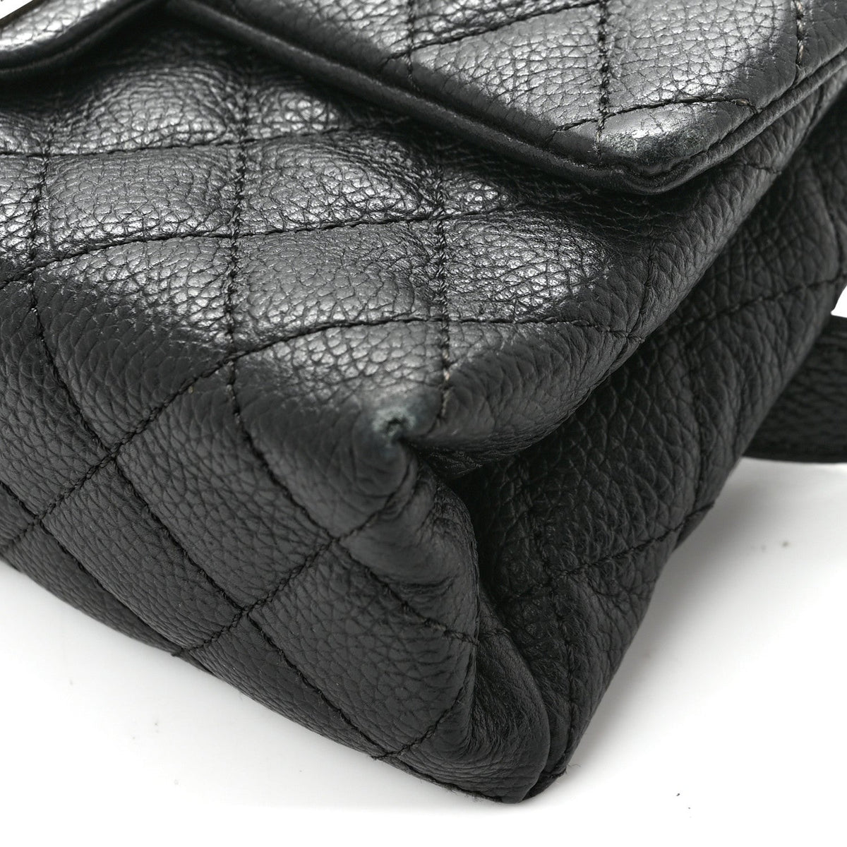 Grained Calfskin Quilted 2.55 Reissue Flap Belt Bag Clutch Black