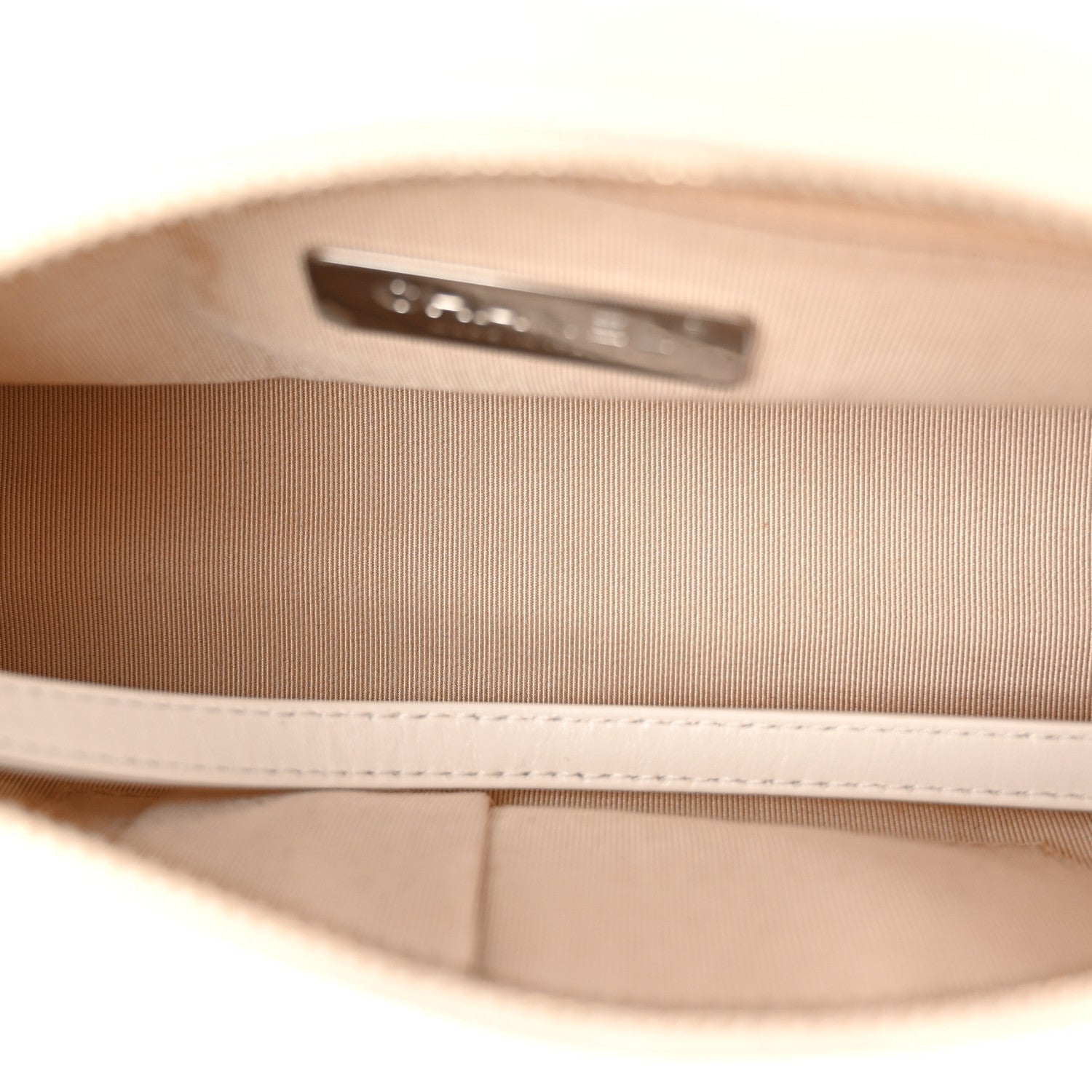 Calfskin Wool Felt Embossed Small Gabrielle Logo Hobo White