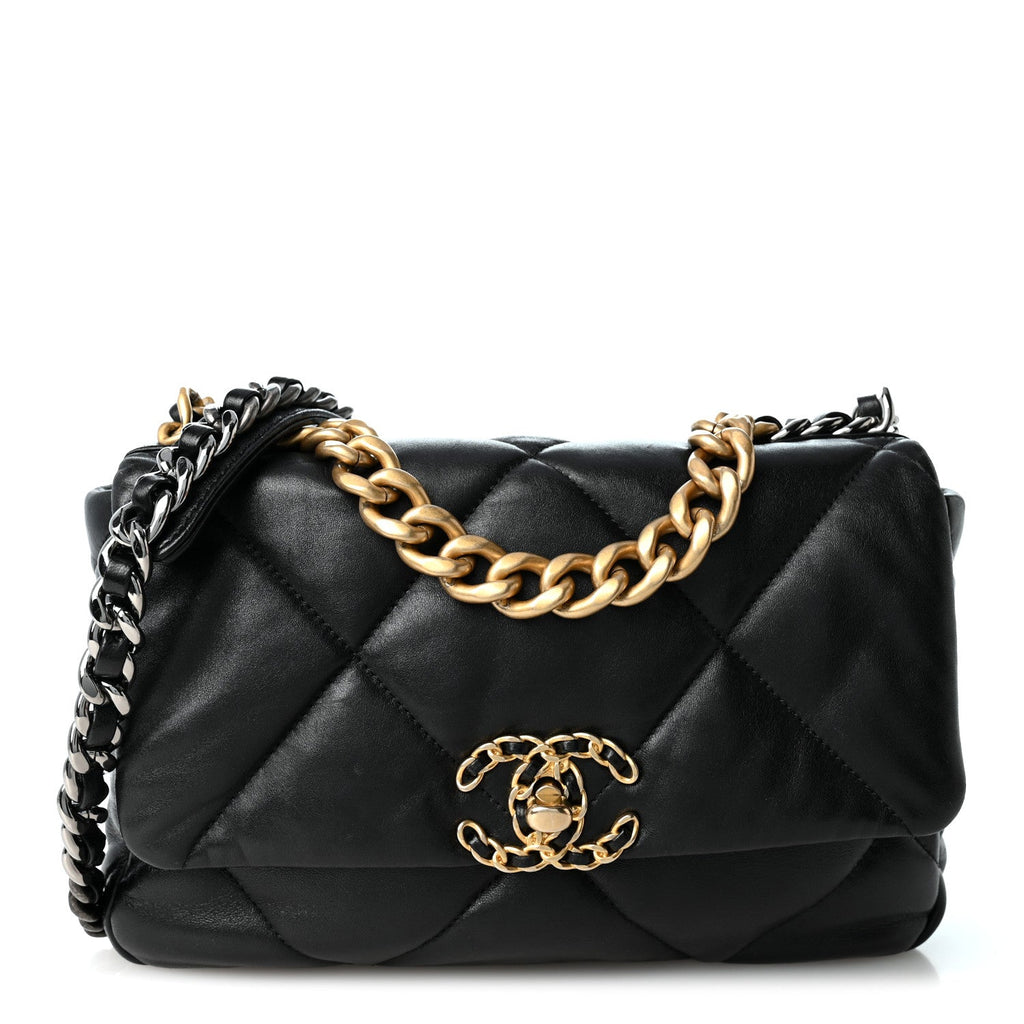 Lambskin Quilted Medium Chanel 19 Flap Black