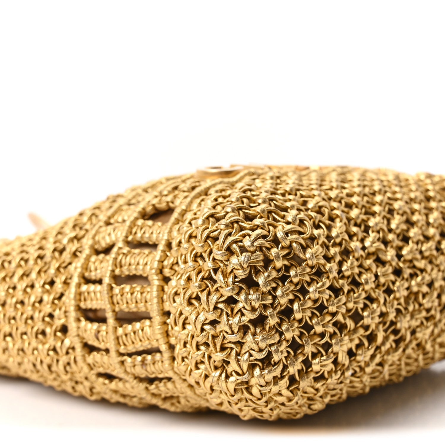Metallic Calfskin Macrame Mini Chanel 22 Gold