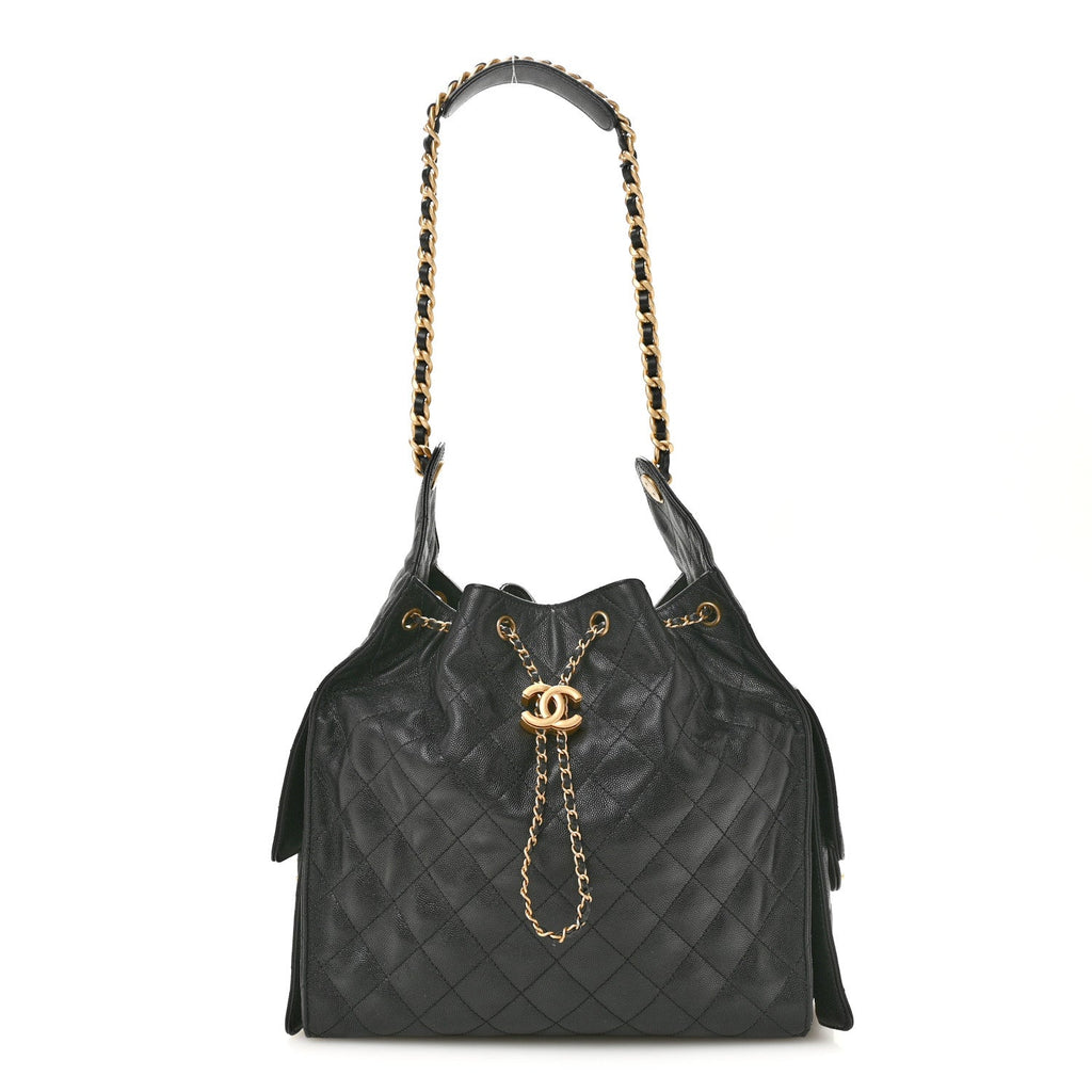 Caviar Quilted Medium Chanel 25 Handbag Black