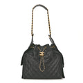 Caviar Quilted Medium Chanel 25 Handbag Black