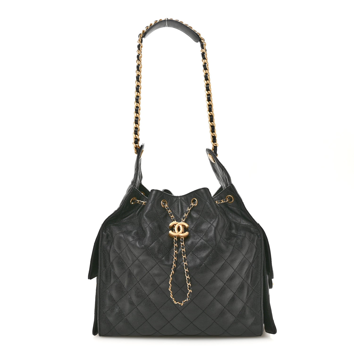 Caviar Quilted Medium Chanel 25 Handbag Black