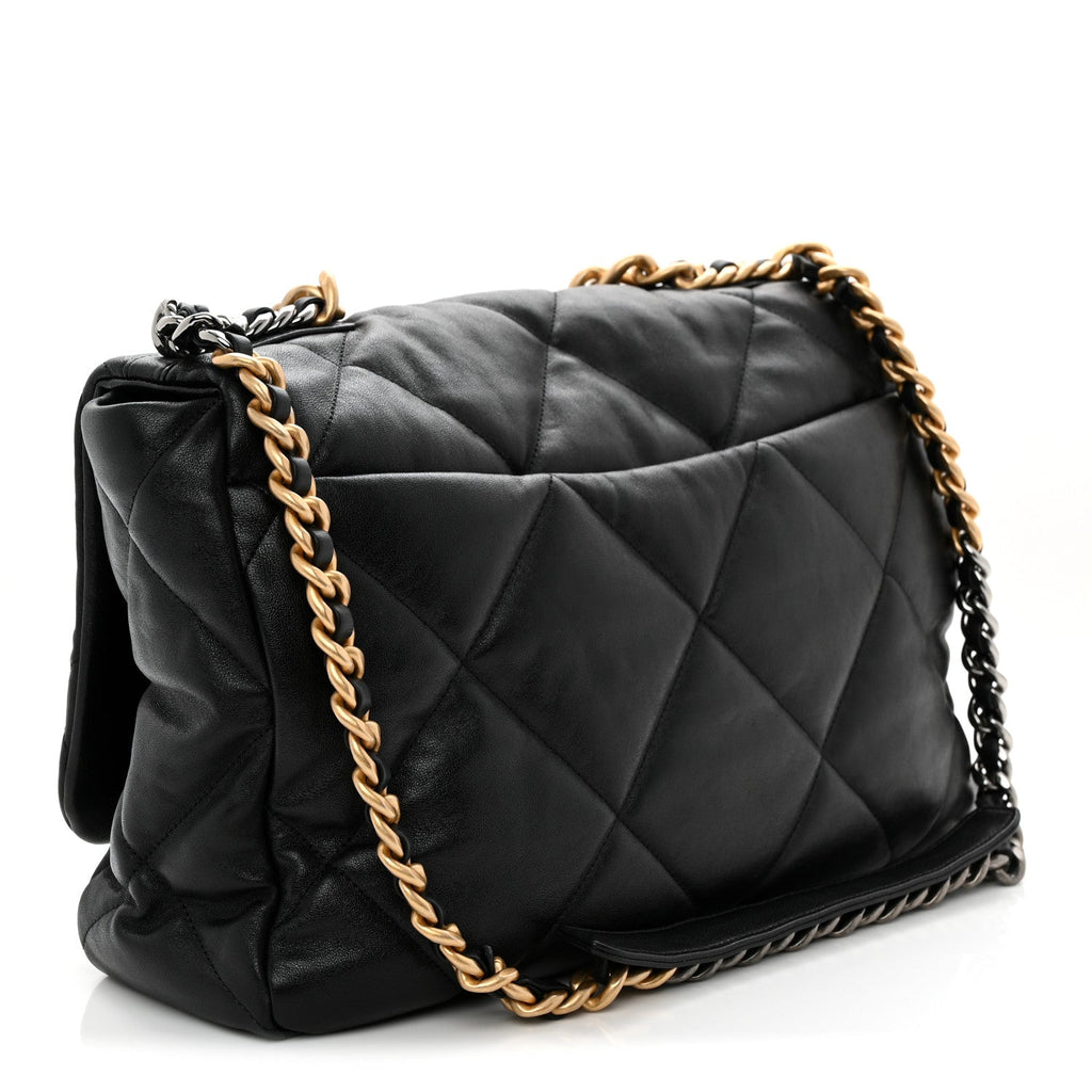 Lambskin Quilted Maxi Chanel 19 Flap Black