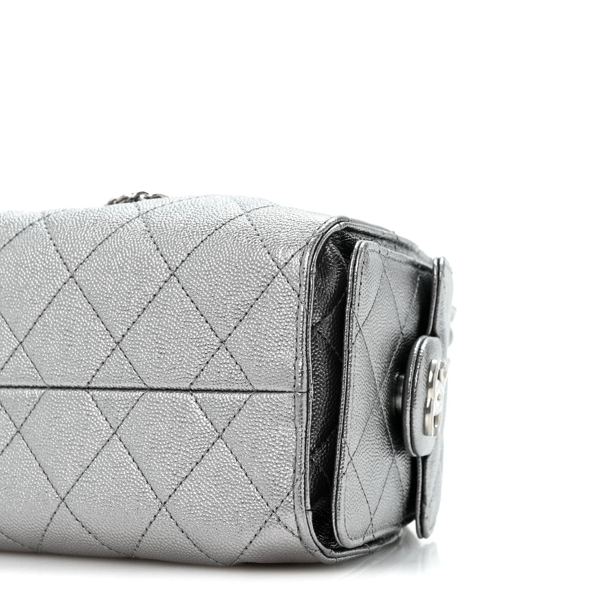 Metallic Caviar Quilted Mini Chanel 25 Handbag Anthracite