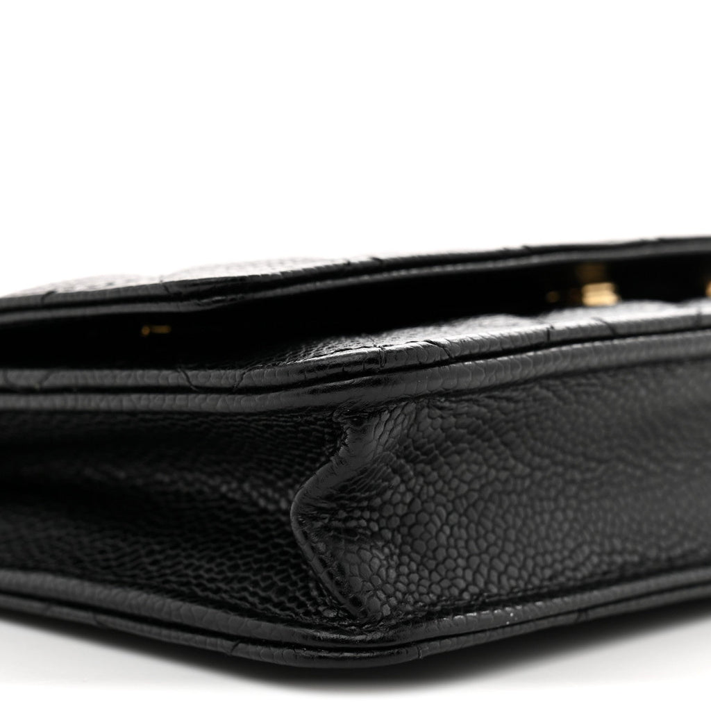 Caviar Quilted Wallet on Chain WOC Black