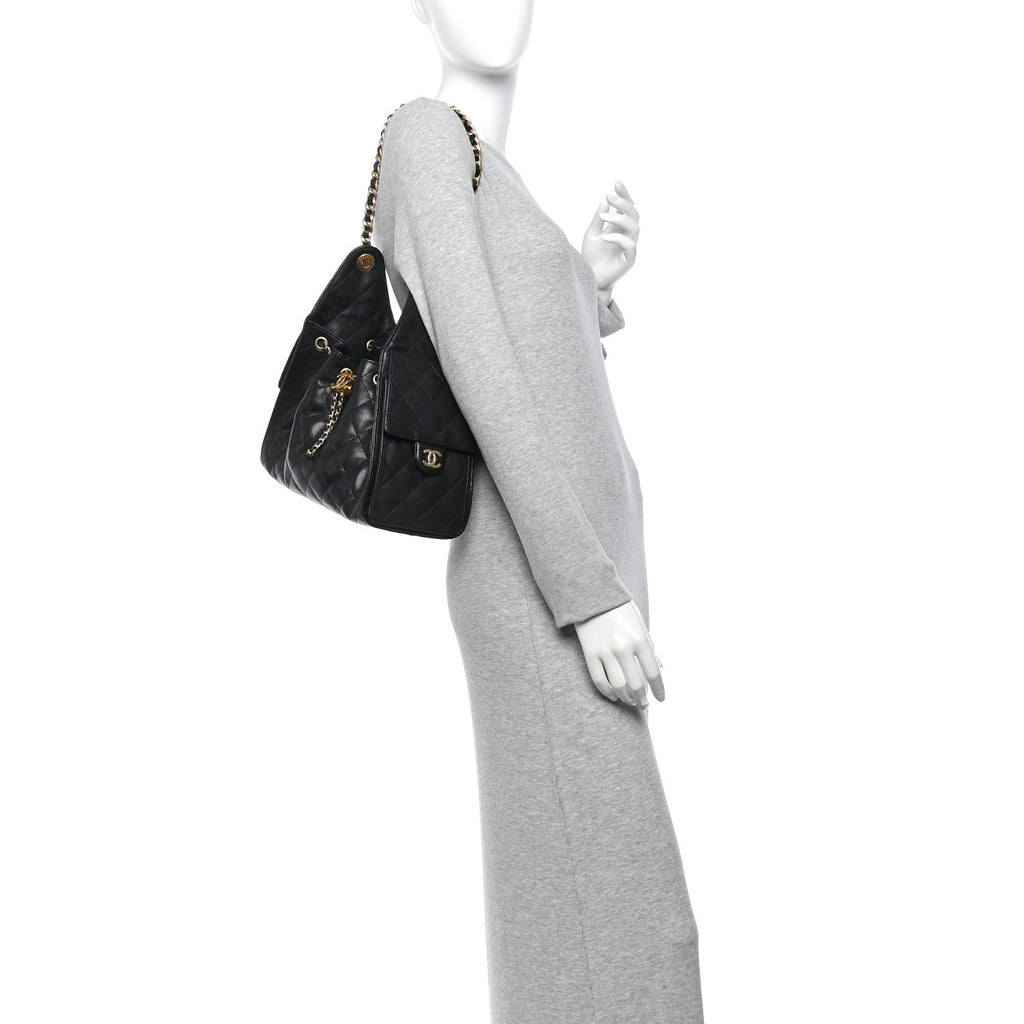 Caviar Quilted Small Chanel 25 Handbag Black