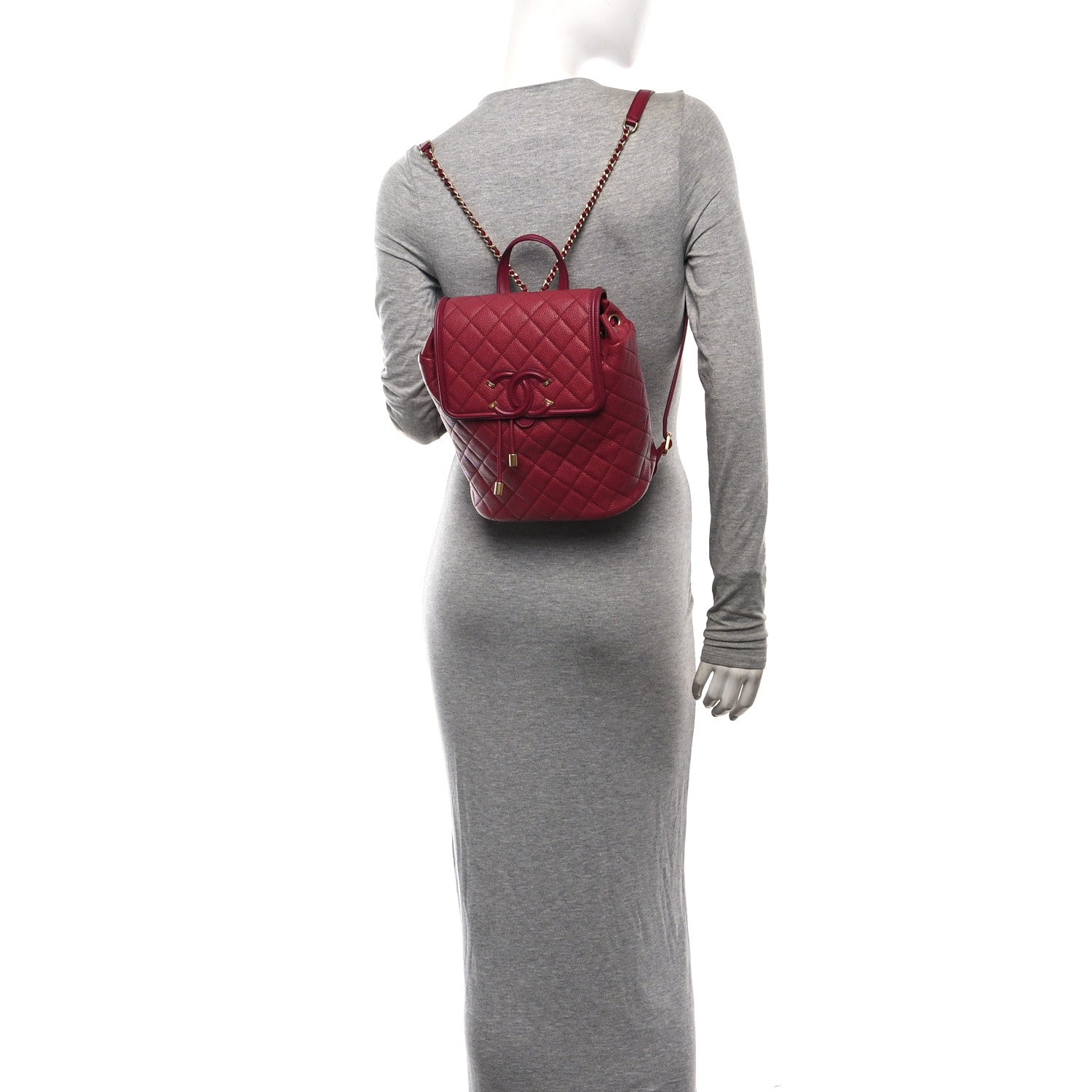 Caviar Quilted Filigree Backpack Dark Pink
