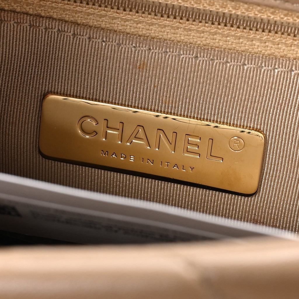 Lambskin Quilted Medium Chanel 19 Flap Dark Beige