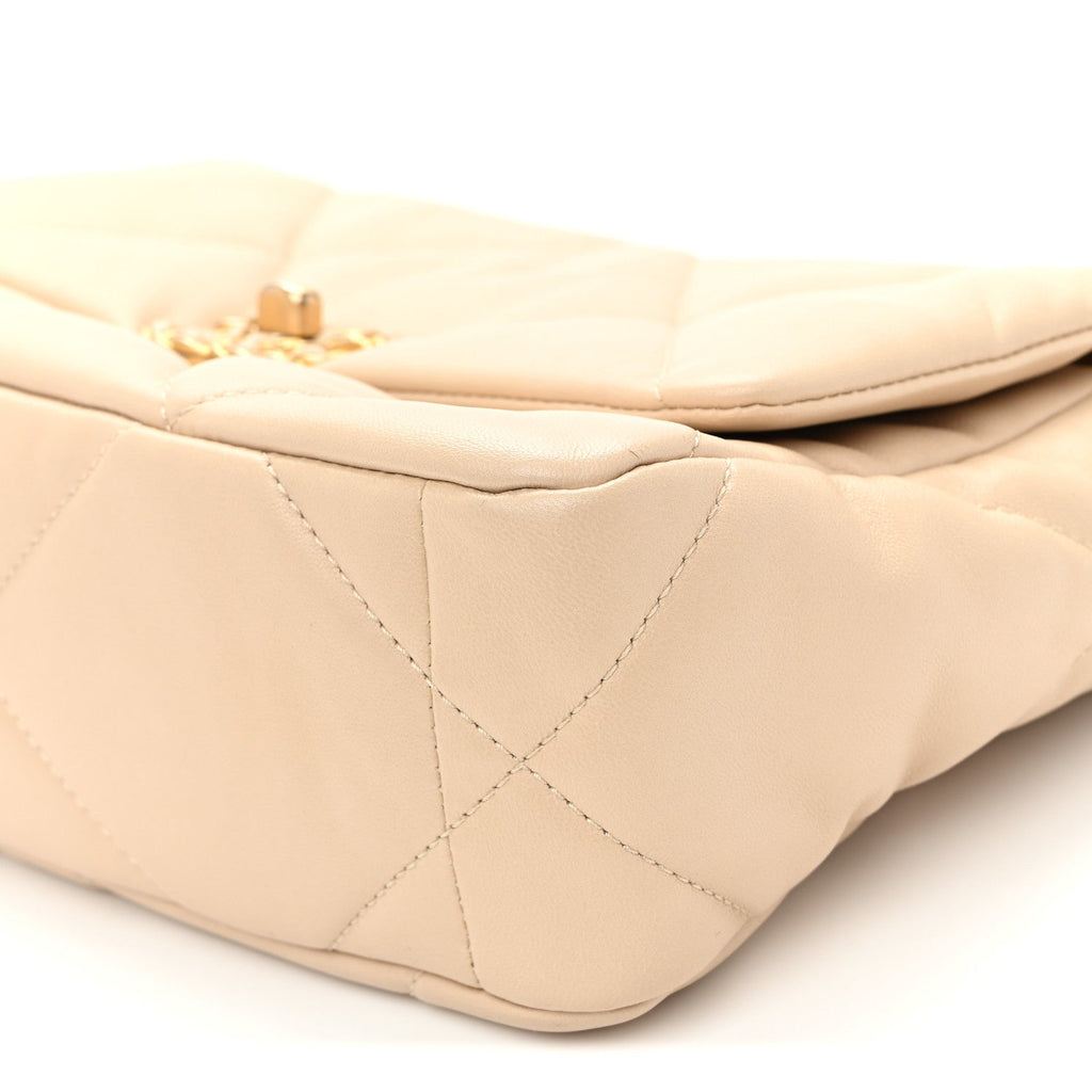 Lambskin Quilted Medium Chanel 19 Flap Beige