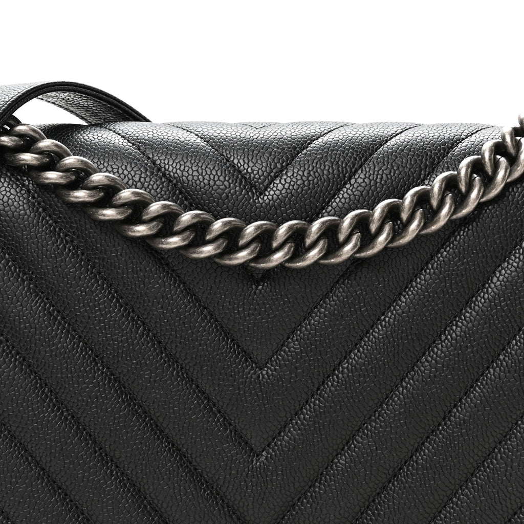Calfskin Chevron Quilted New Medium Boy Flap Black