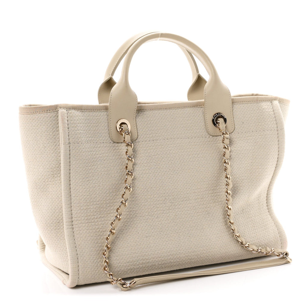 Mixed Fibers Small Deauville Tote Beige