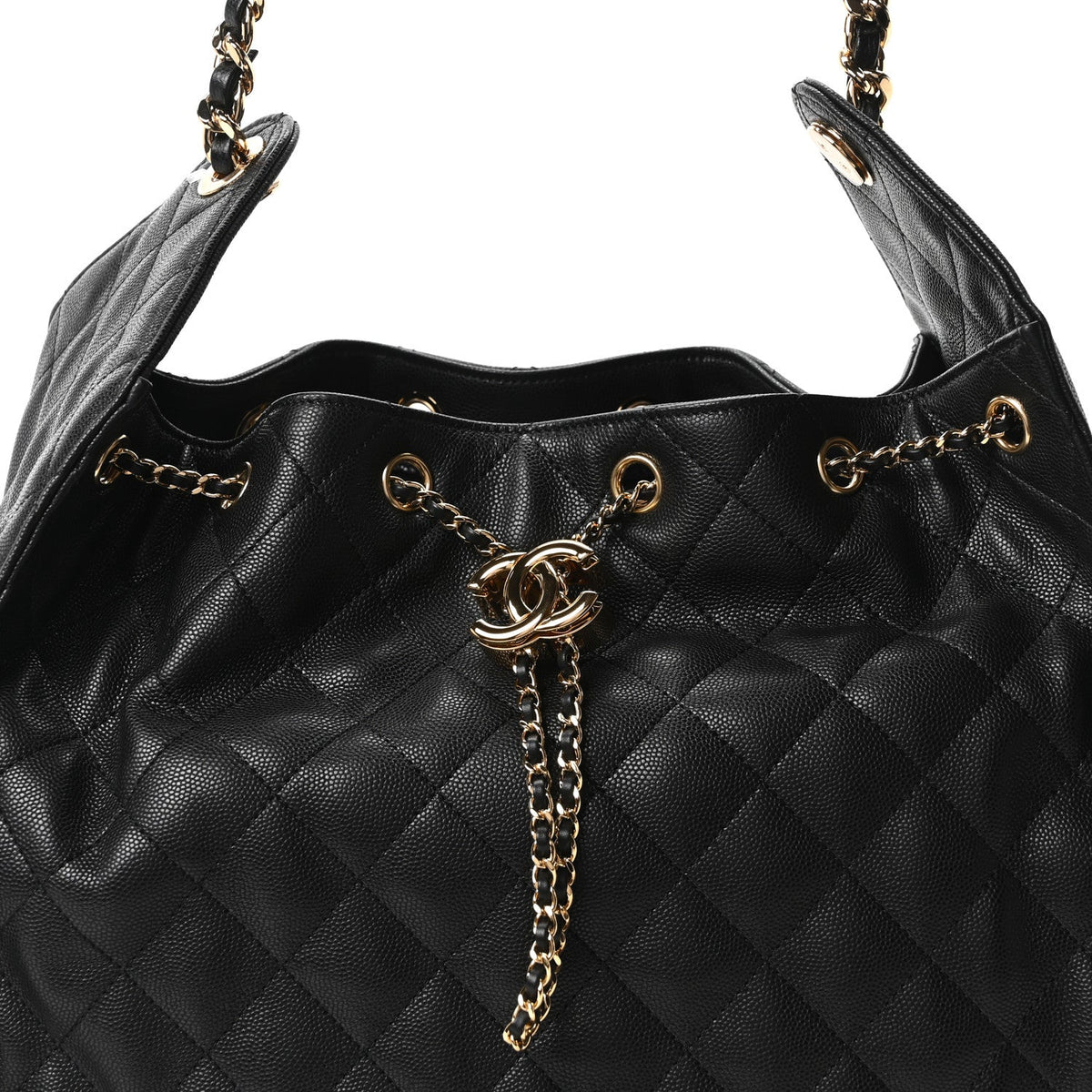 Caviar Quilted Medium Chanel 25 Handbag Black