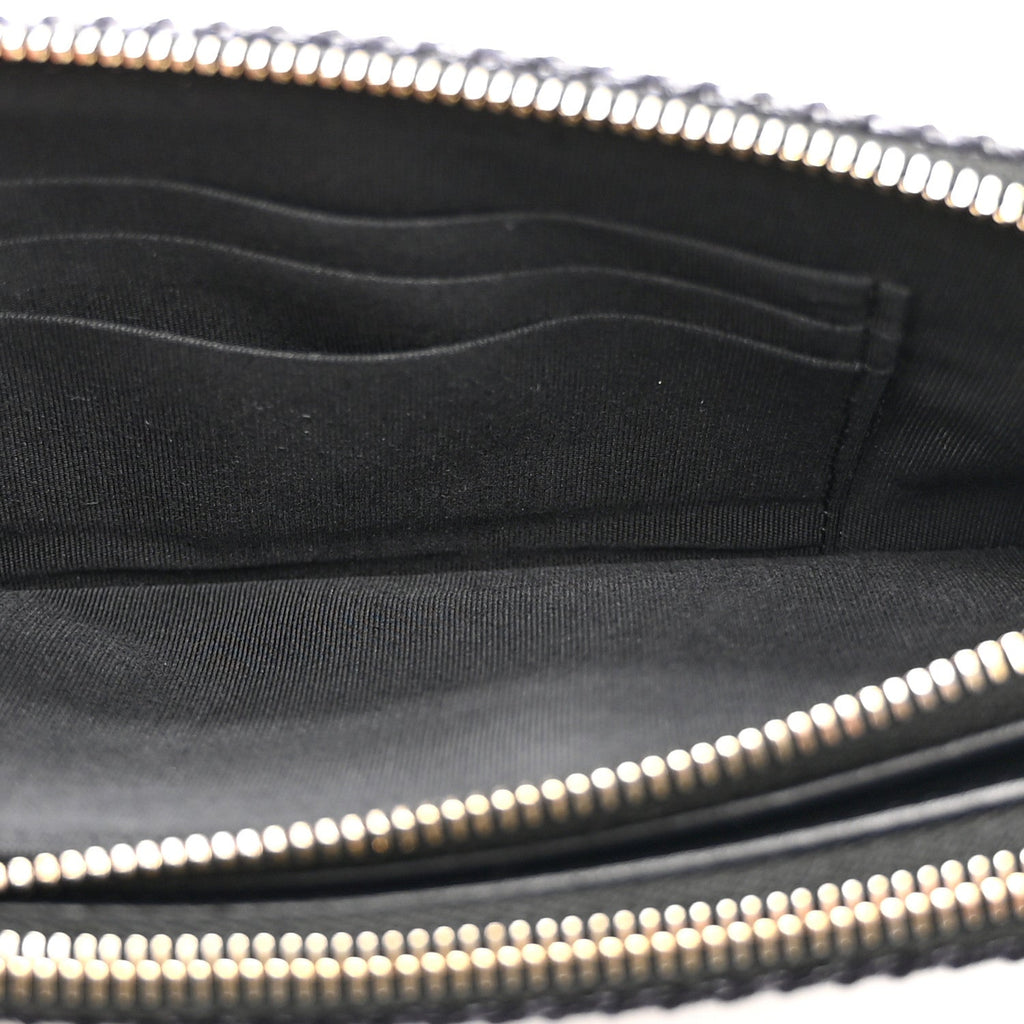 Lurex Straw Small Deauville Clutch With Chain Blue