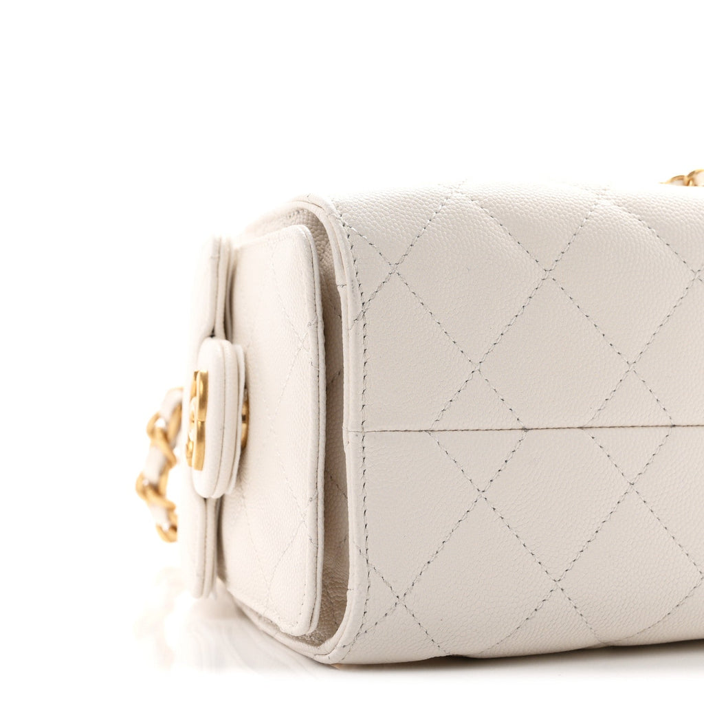 Caviar Quilted Mini Chanel 25 Handbag White