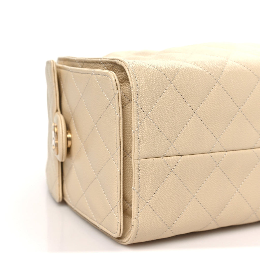 Caviar Quilted Small Chanel 25 Handbag Beige
