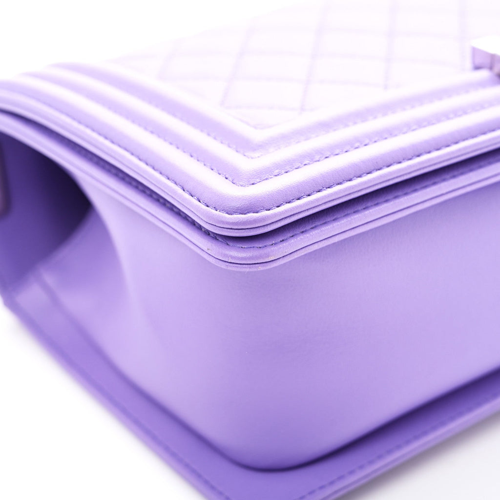 Calfskin Quilted Medium Boy Flap Purple