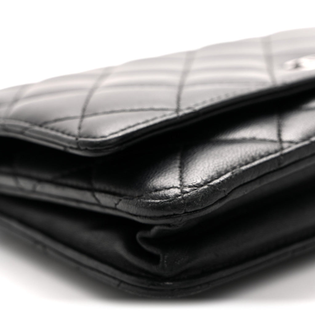 Lambskin Quilted Wallet On Chain WOC Black