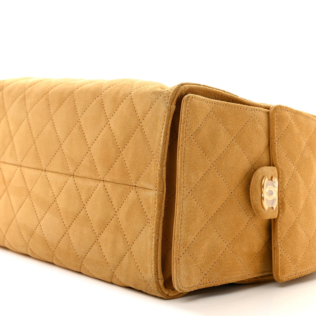 Suede Quilted Medium Chanel 25 Handbag Beige