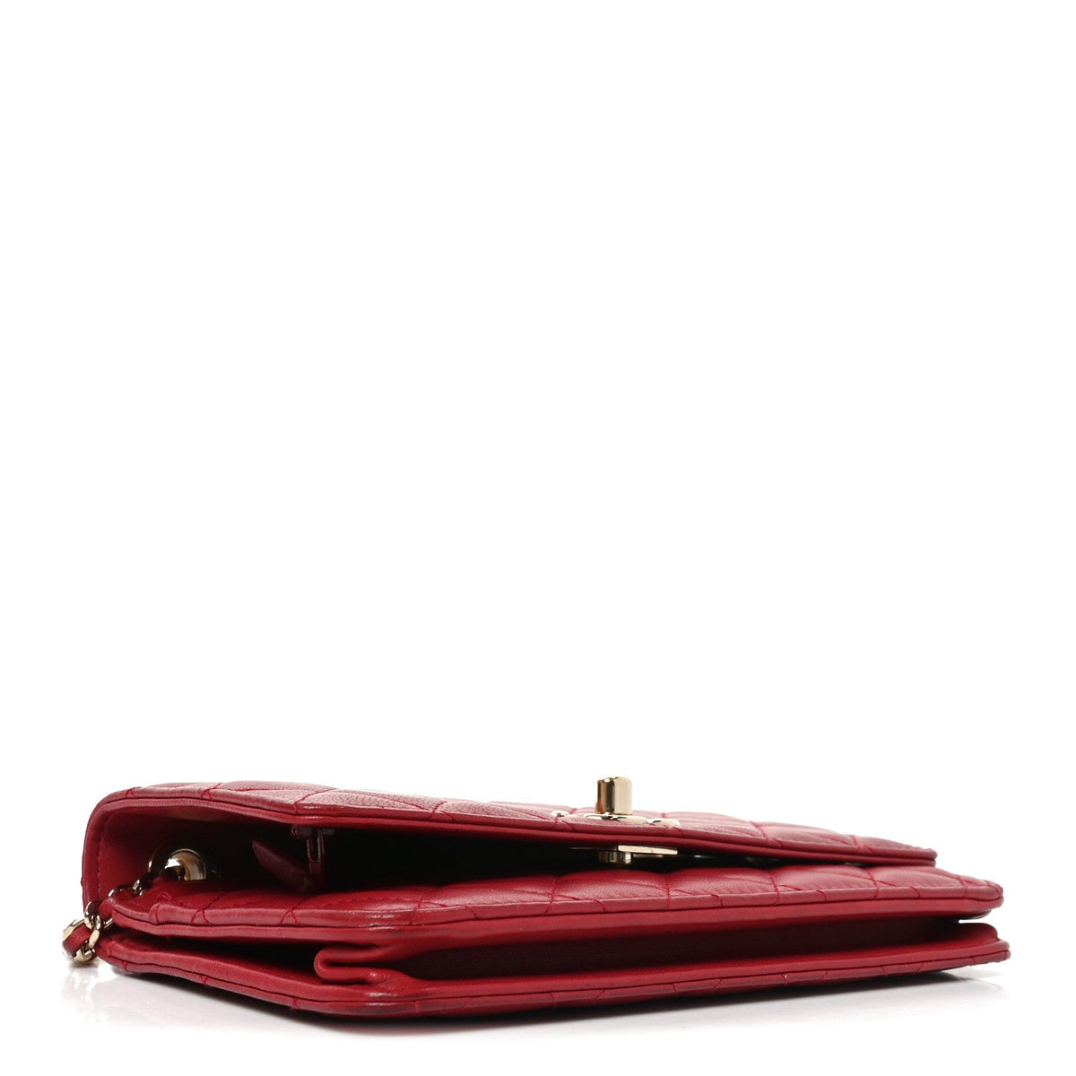 Lambskin Quilted Trendy CC Wallet On Chain WOC Red
