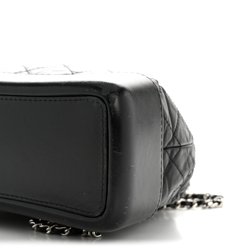 Aged Calfskin Quilted Small Gabrielle Backpack Black