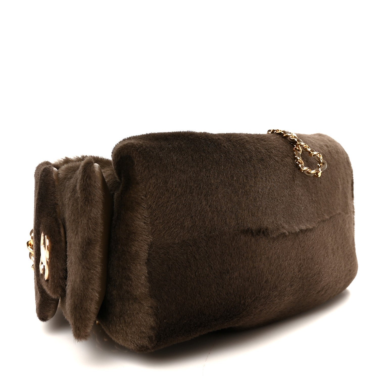 Pony Hair Mini Chanel 25 Handbag Dark Khaki