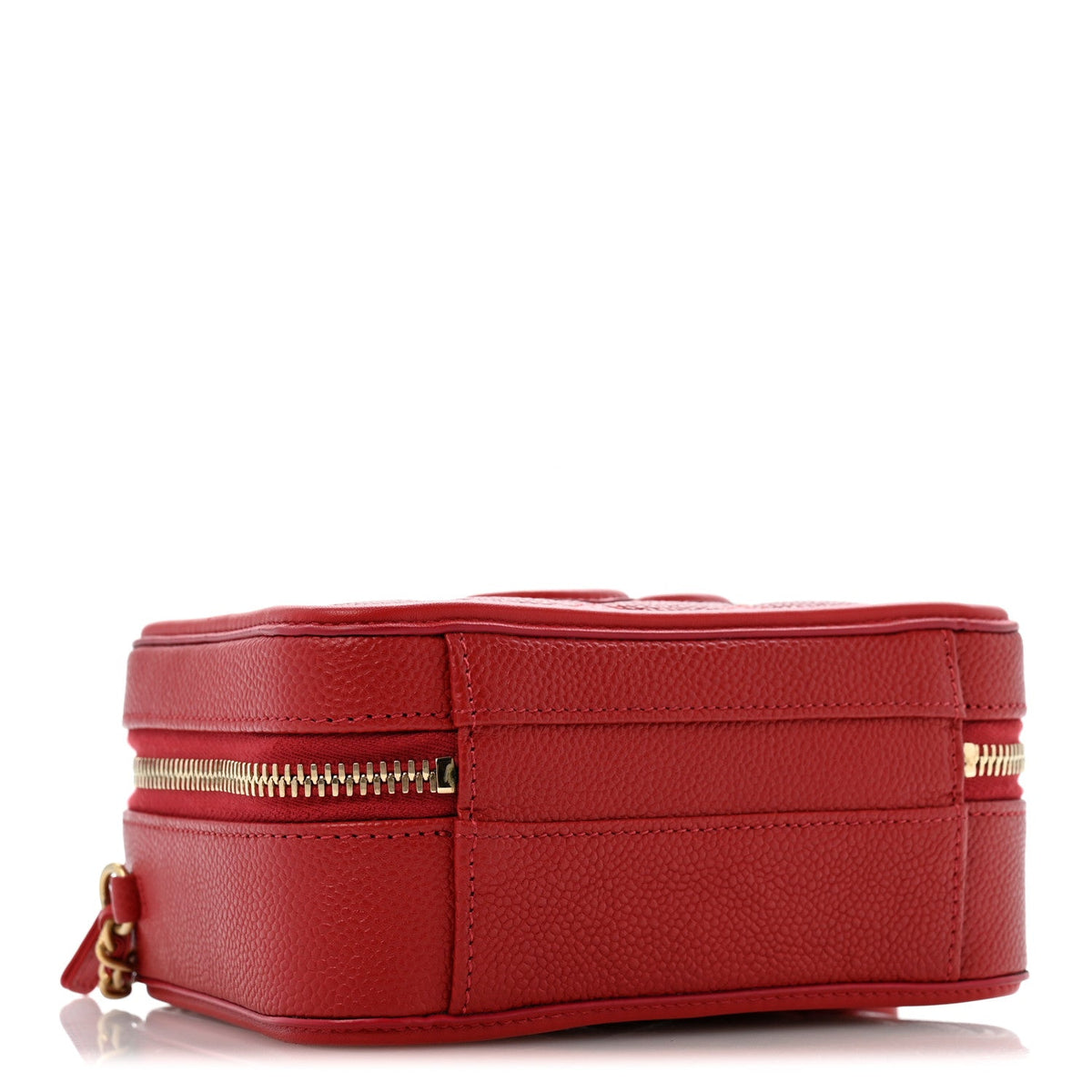 Caviar Quilted Small CC Filigree Vanity Case Red