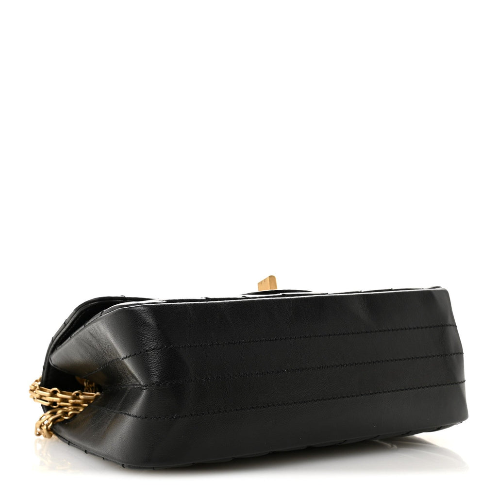 Aged Calfskin Chevron Quilted 2.55 Reissue Mini Flap Black