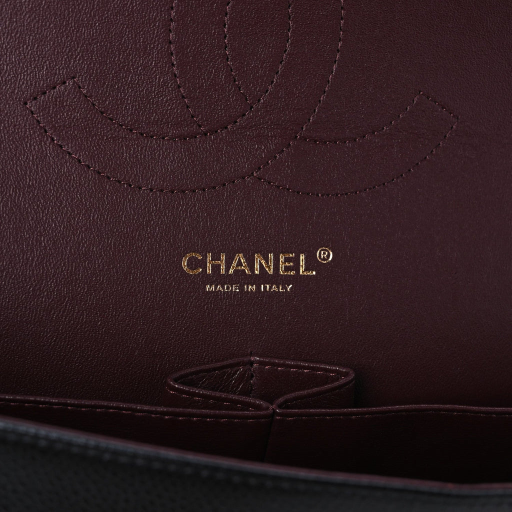 Caviar Quilted Jumbo Double Flap Black