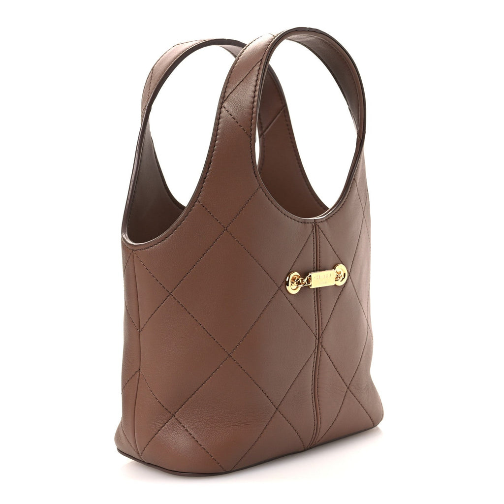 Calfskin Quilted Daily Trendy Shopping Bag Brown