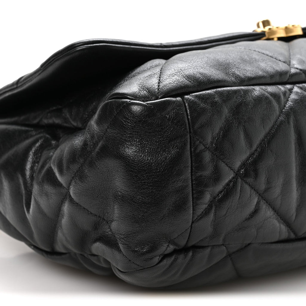 Goatskin Quilted Maxi Chanel 19 Flap Black