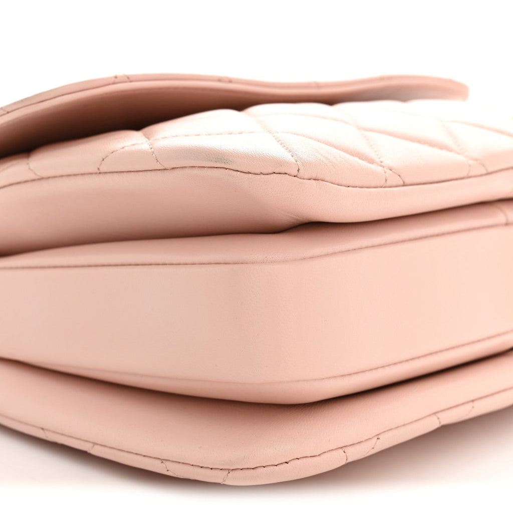 Lambskin Quilted Small Trendy CC Dual Handle Flap Bag Light Beige Light Pink