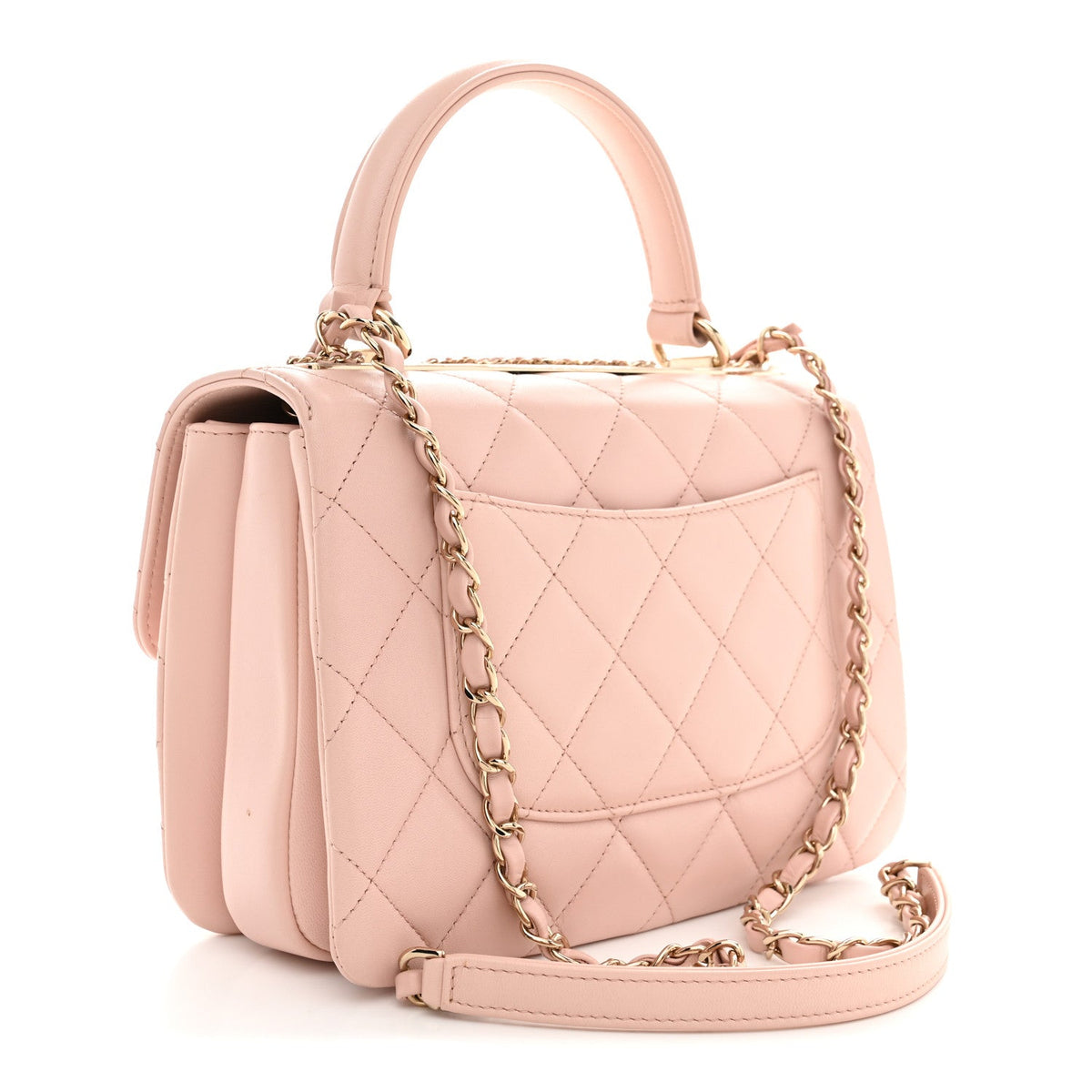 Lambskin Quilted Small Trendy CC Dual Handle Flap Bag Light Beige Light Pink
