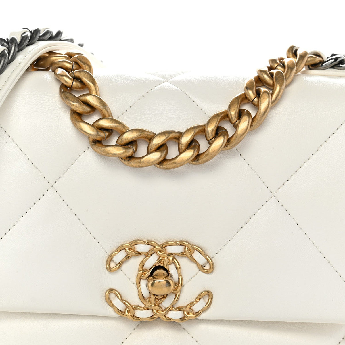 Goatskin Quilted Medium Chanel 19 Flap White