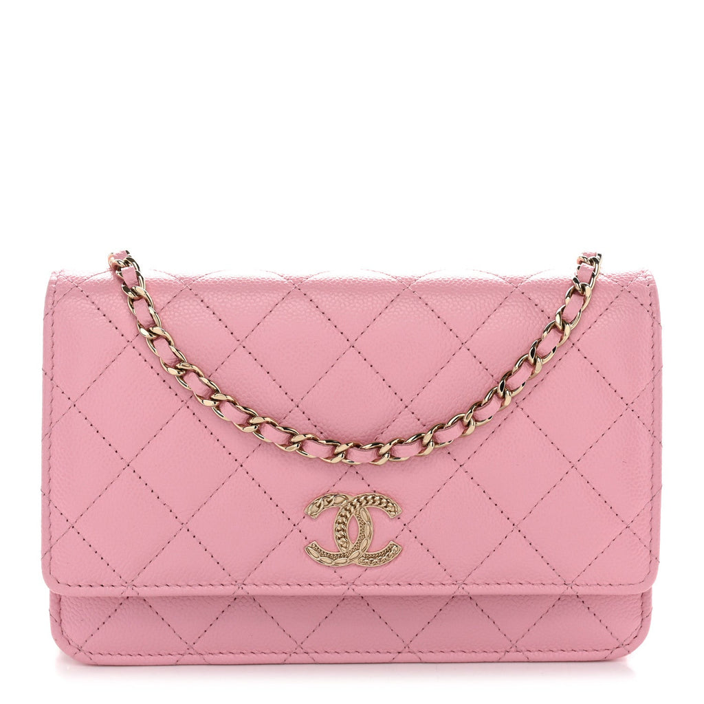 Caviar Quilted Multi Chain Wallet On Chain WOC Light Pink