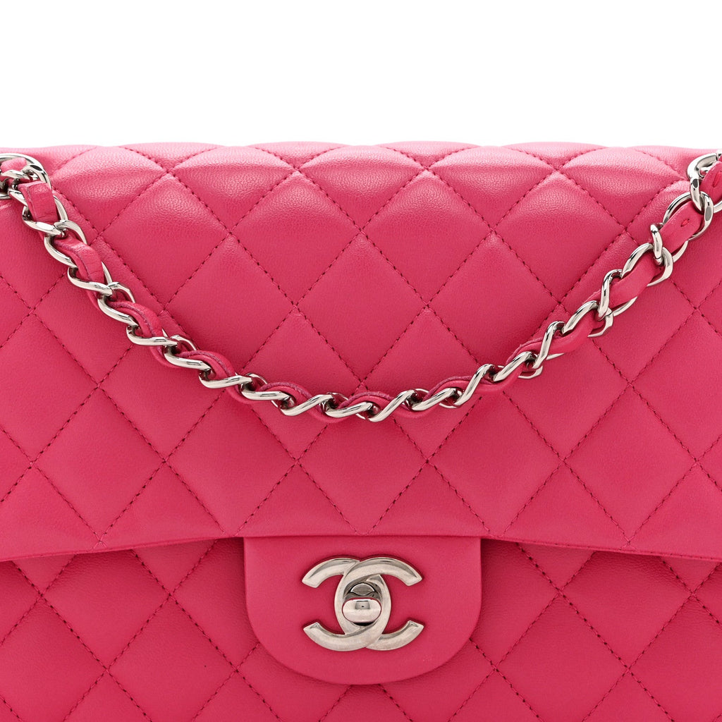 Lambskin Quilted Medium Double Flap Pink