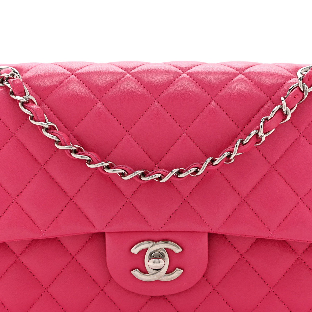 Lambskin Quilted Medium Double Flap Pink