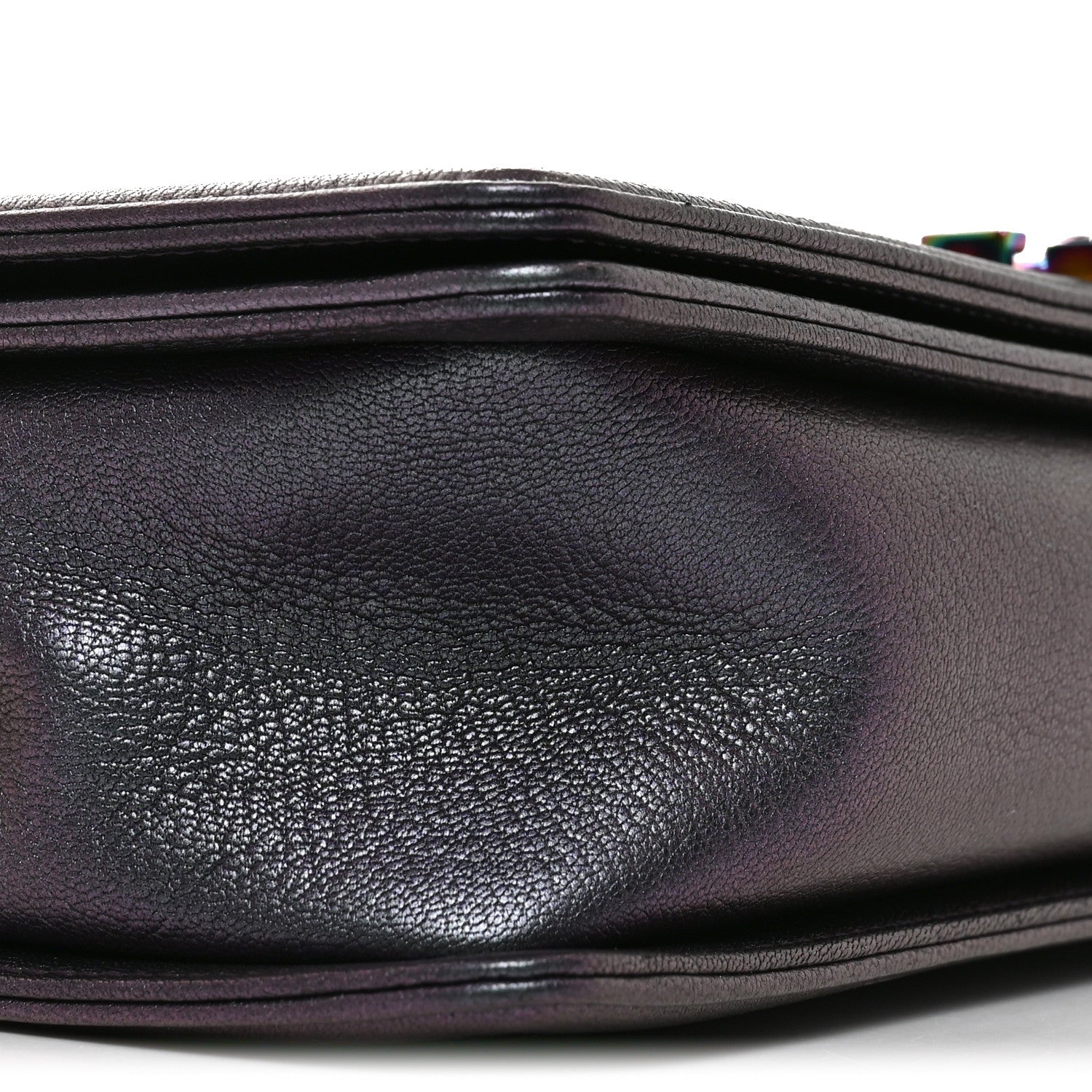 Iridescent Goatskin Quilted New Medium Boy Flap Purple
