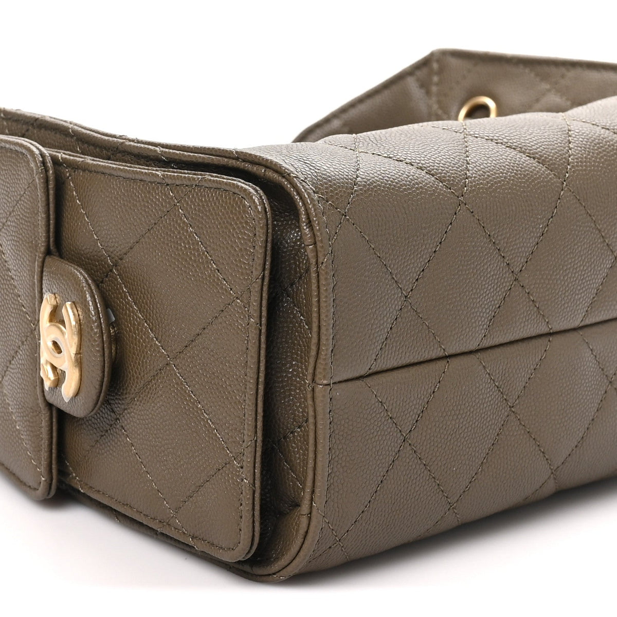 Caviar Quilted Mini Chanel 25 Handbag Dark Khaki