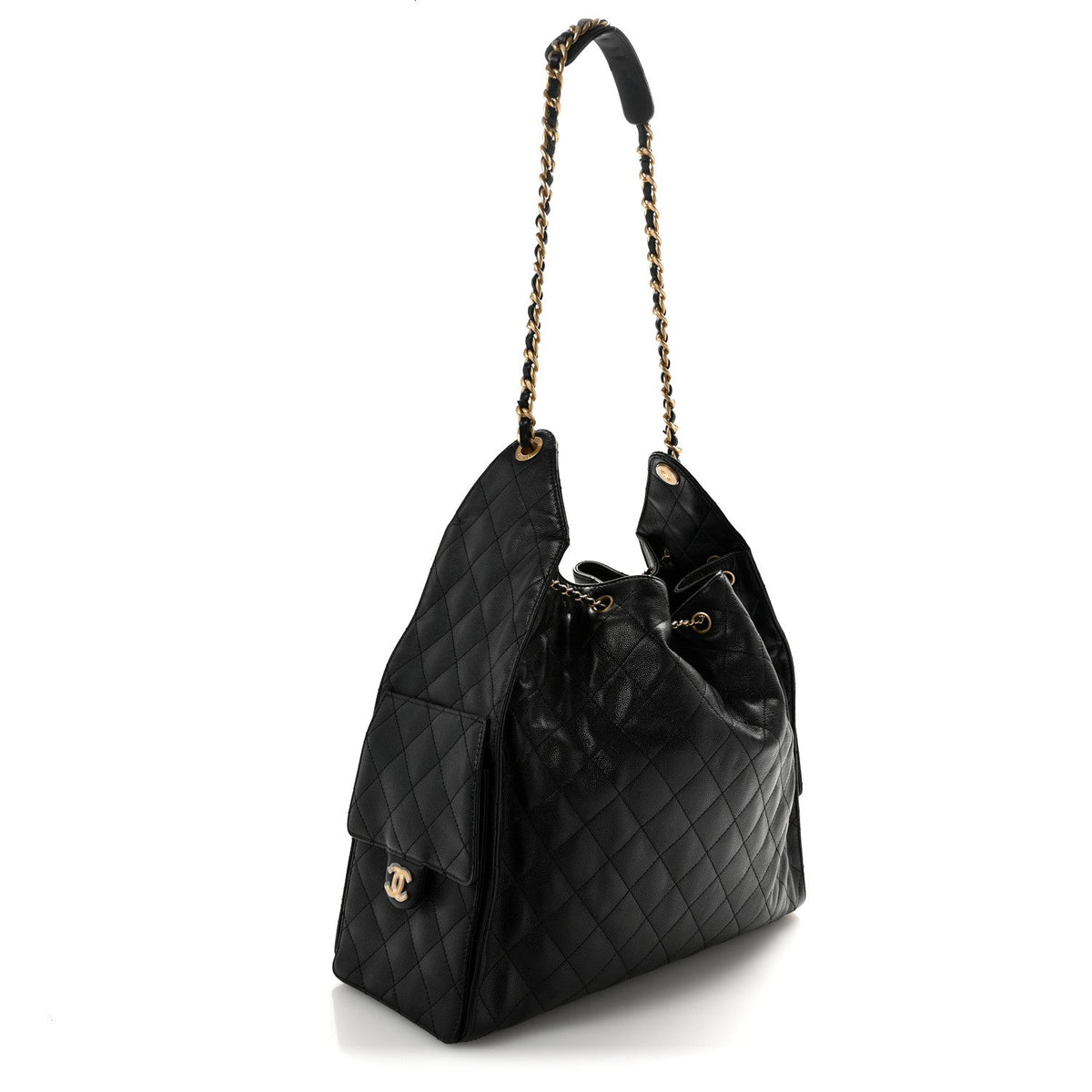 Caviar Quilted Large Chanel 25 Handbag Black