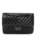 Aged Calfskin Chevron Quilted 2.55 Reissue Mini Flap So Black