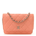 Caviar Quilted Mini Wallet On Chain WOC Coral