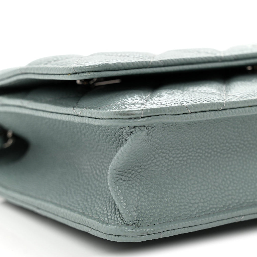 Caviar Quilted Wallet on Chain WOC Light Blue