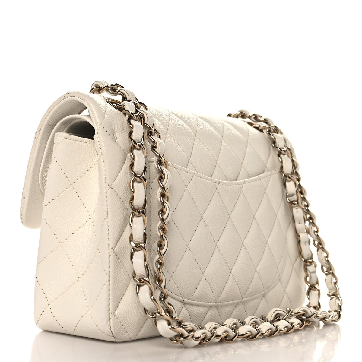 Caviar Quilted Small Double Flap White