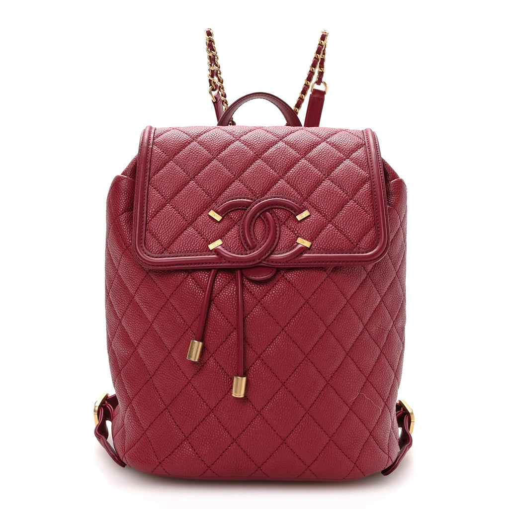Caviar Quilted Filigree Backpack Dark Pink