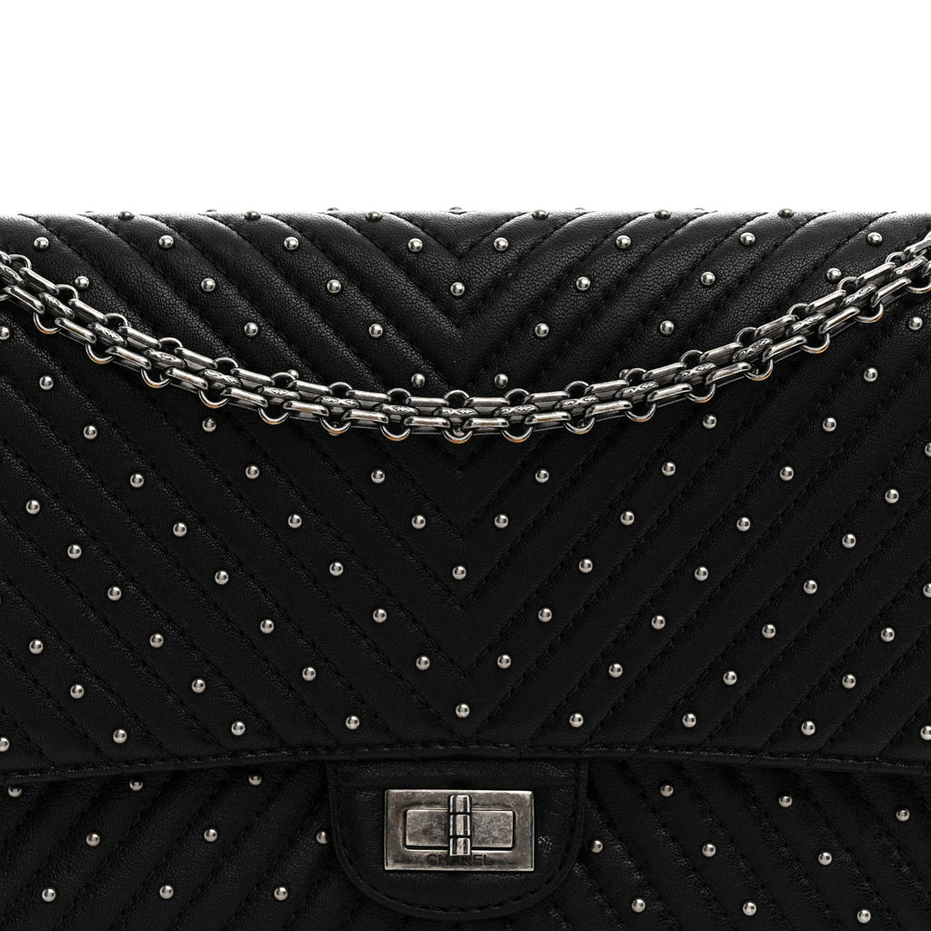 Sheepskin Chevron Quilted Studded 2.55 Reissue 226 Flap Black