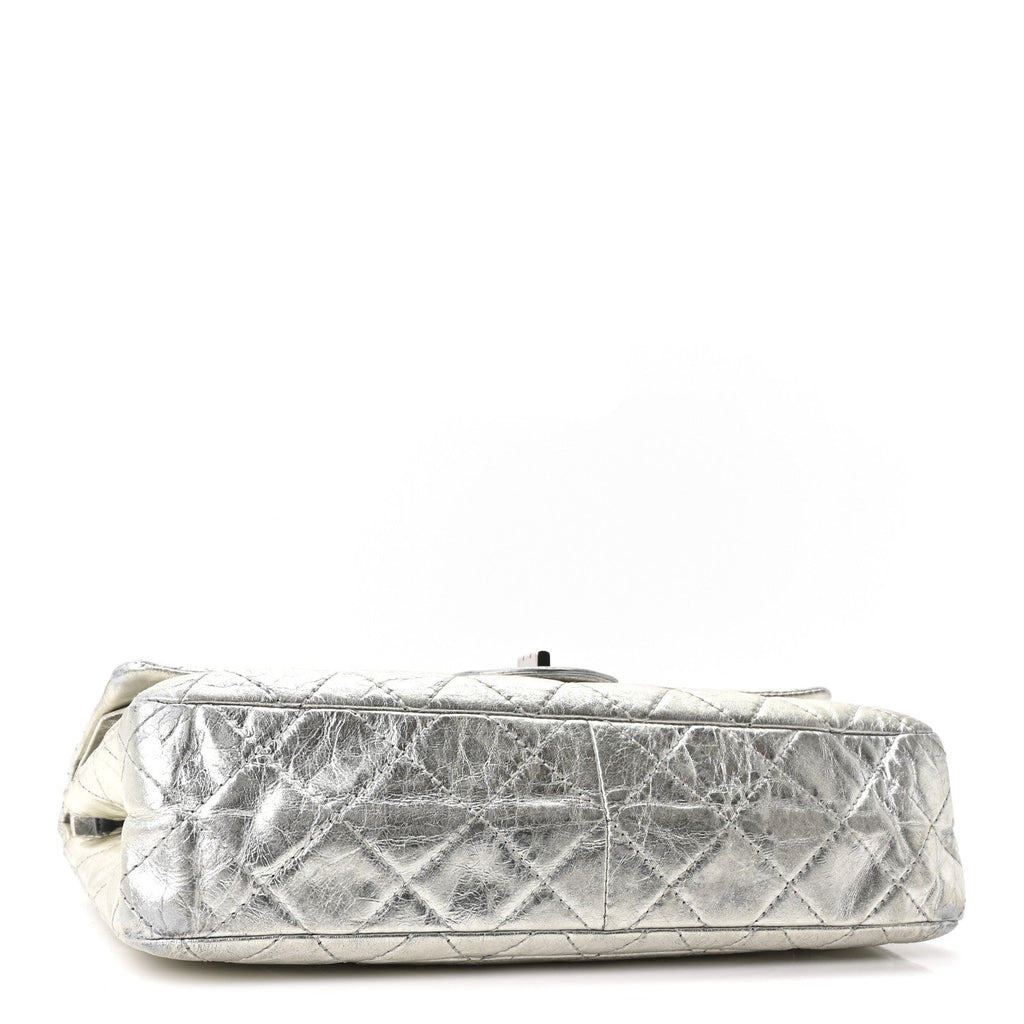 Metallic Aged Calfskin Quilted 2.55 Reissue 227 Flap Silver