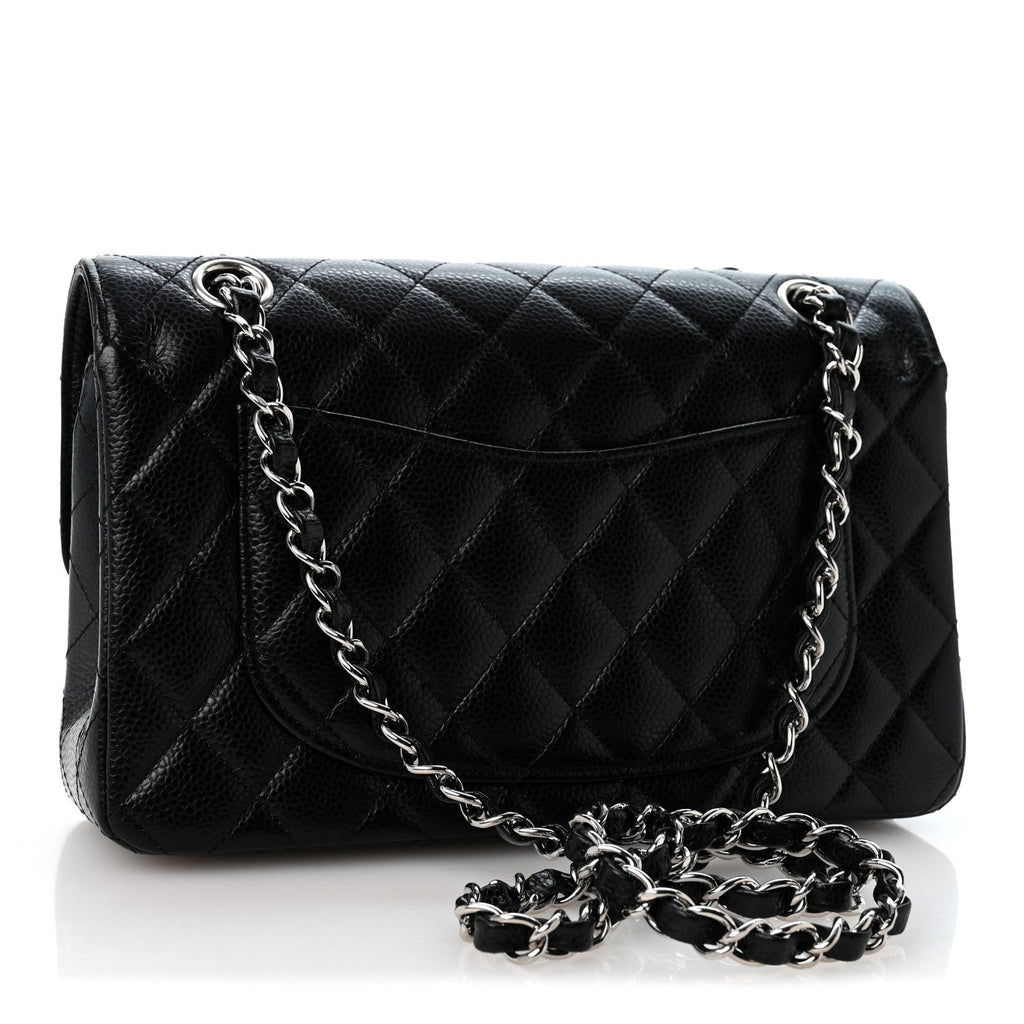 Caviar Quilted Small Double Flap Black