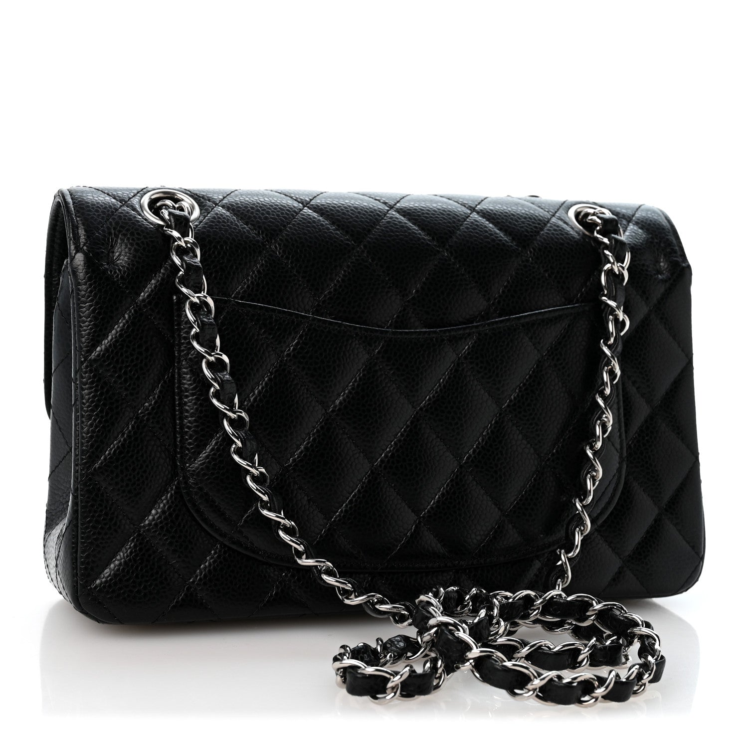 Caviar Quilted Small Double Flap Black